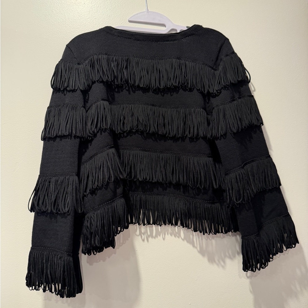 INC International Concepts Black Fringe Sweater - Picture 3 of 3